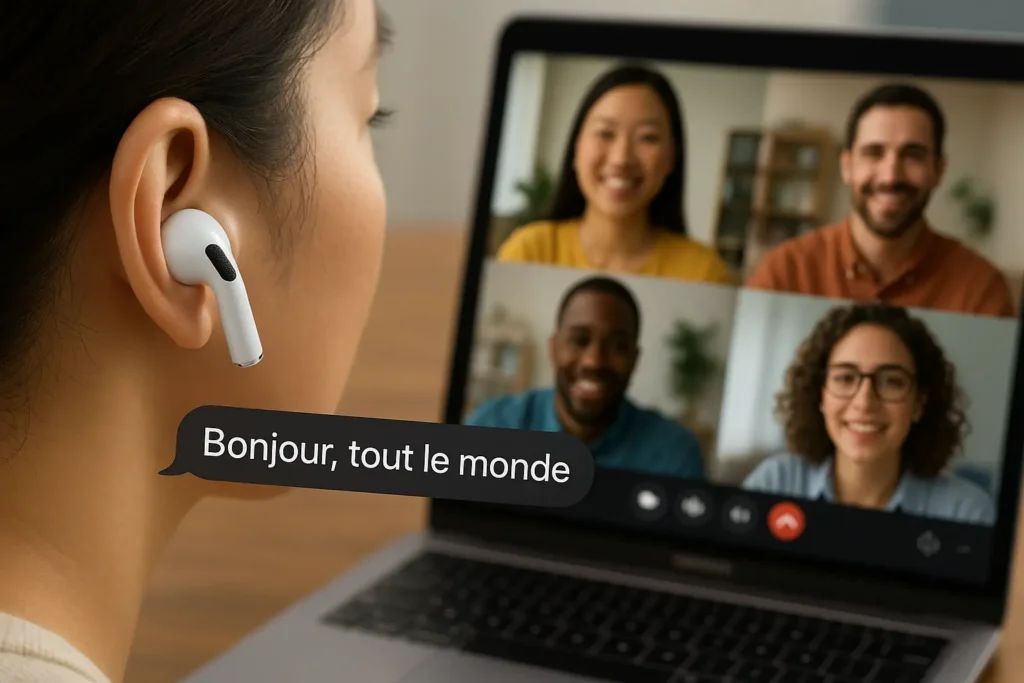 AirPods Pro 3 con traducción en vivo durante una reunión remota